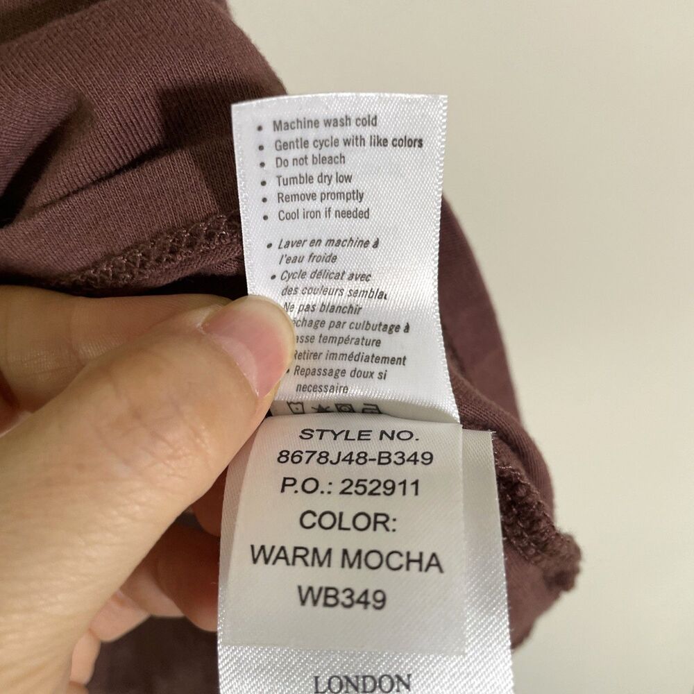 Paige Women's Erissa Ruffle Sleeve Tee Sz Small Mocha Brown Cotton Casual Office - Picture 9 of 9